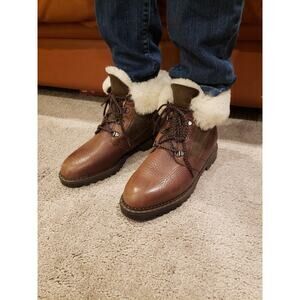 Orvis Brown Leather Shearling Lined Boots Women's size 10.5 HTF VTG
